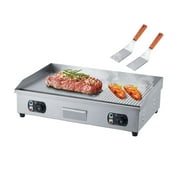Roromall Commercial Electric Griddle with Temperature Control 122°F-572°F, Stainless Steel Electric Grill, Flat Top Countertop Griddle for Kitchen Restaurant, 110V 60HZ (No Plug)
